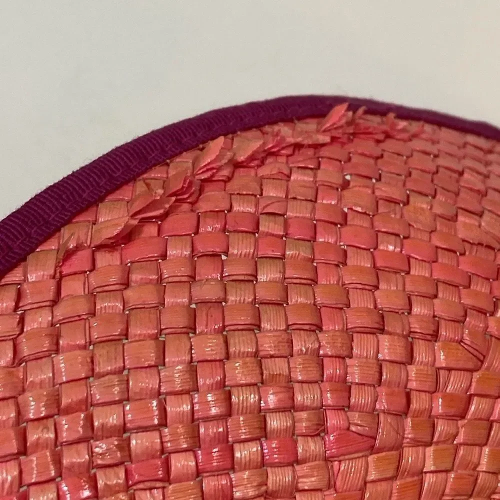 VTG, 💯 Natural Strew Made In Italy Elegant Chic Women’s Hat Pink And Tan